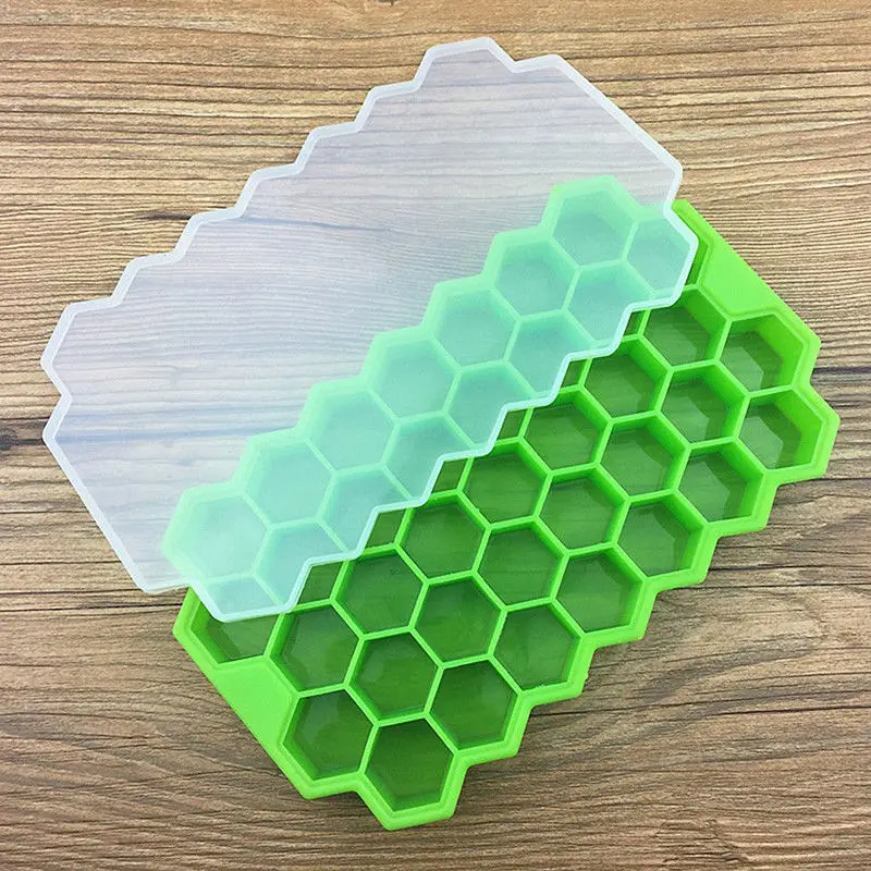 JX-LCLYL 1pc  Silicone 37 Small Ice Cubes Ice Mold With Lid Ice Tray Frozen Making Tool