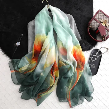 

2020 Spring Summer Women Scarf High Quality Print Big Size Shawls And Wraps For Lady Silk Scarves Pashmina Beach Stoles Foulard