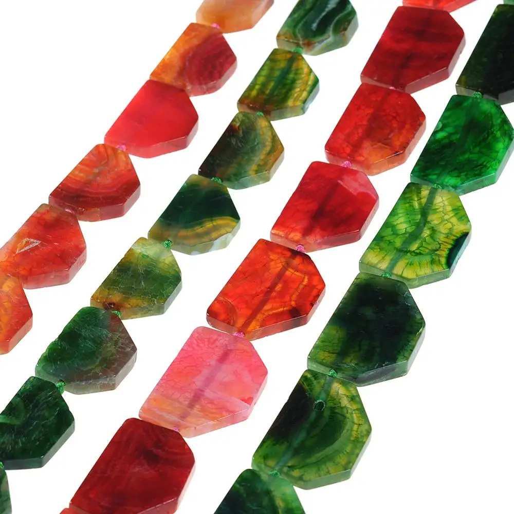 

Natural Stone Multicolor Slab Slice Cracks Texture Veins Agates Druzy Loose Gems Strand Beads for DIY Jewelry Making Necklace