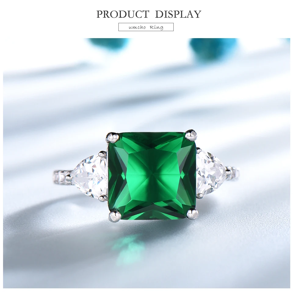 UMCHO Emerald  925 sterling silver rings for women NUJ092E-1 -pc (3)