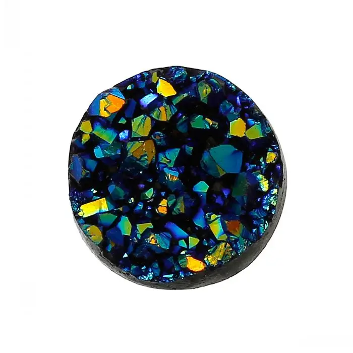 

8SEASONS Resin Embellishment Findings Round Royal Blue AB Color 12mm Dia,50PCs