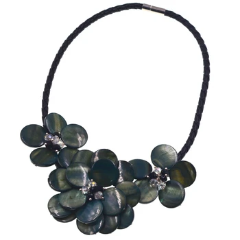 

Noble Female Jewelry Dark Green shell Flower choker Necklace New Fashion Jewelry Dress Accessories