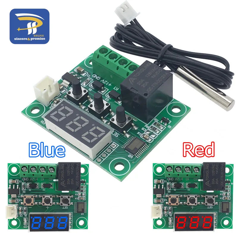 W1209 красный и синий DC 12 В температура отопления охлаждения термостат контроль температуры переключатель термометр термо-контроллер+ датчик NTC