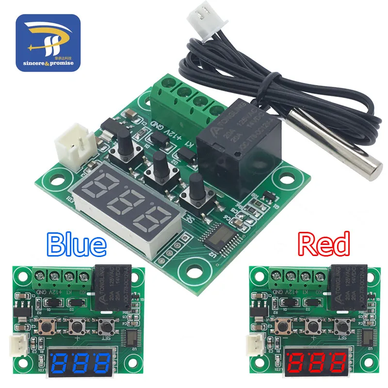 

W1209 Red and Blue DC 12V heat cool temp thermostat temperature control switch thermometer thermo controller + NTC Sensor