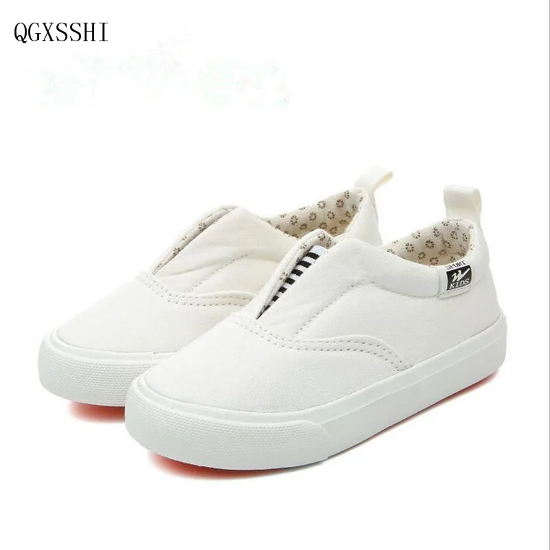 QGXSSHI 2016 новое поступление Брендовая детская обувь для мальчиков и девочек обувь Простые стильная ткань обувь для девочек мальчиков слипоны