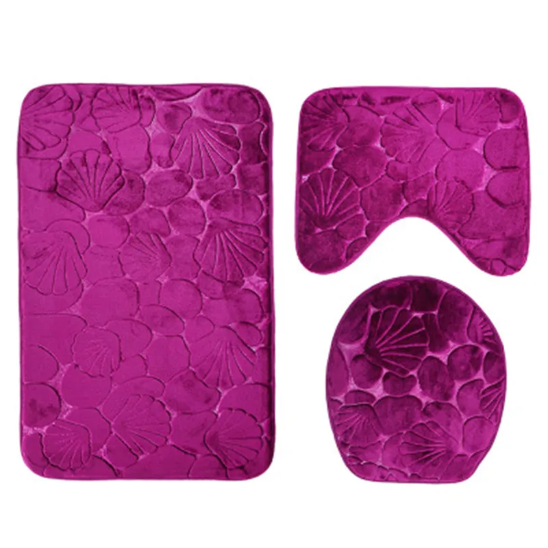 

Bathroom Carpet Set Bathroom Mats and Rugs Toilet Seat Cover Rug Washroom Bath Mat Set Home Anti Slip 3pieces/set Blue Purple