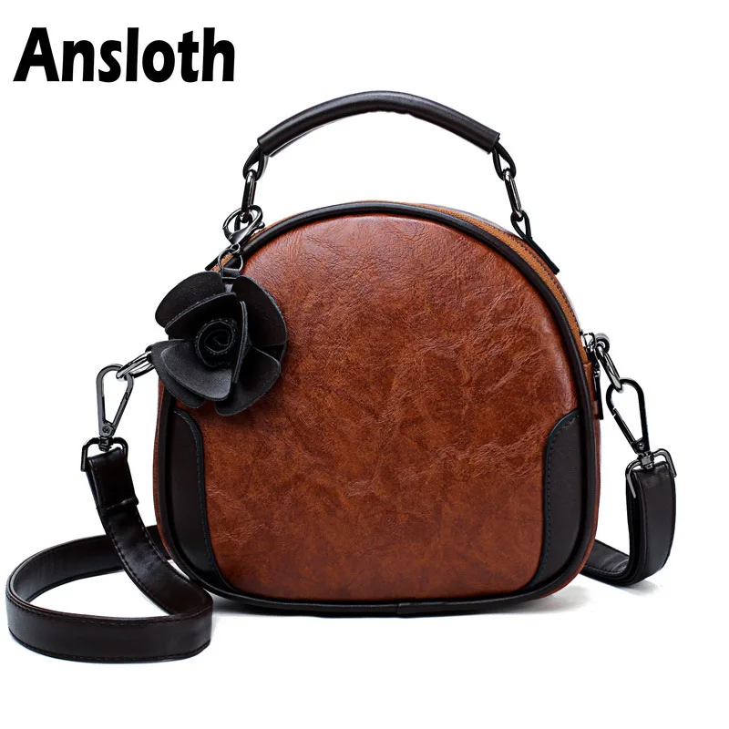 

Ansloth Vintage Oil Wax Women Bag Mini Shoulder Bag Fashion Design Crossbody Bags Simple Women Handbags Small Totes Bag HPS178
