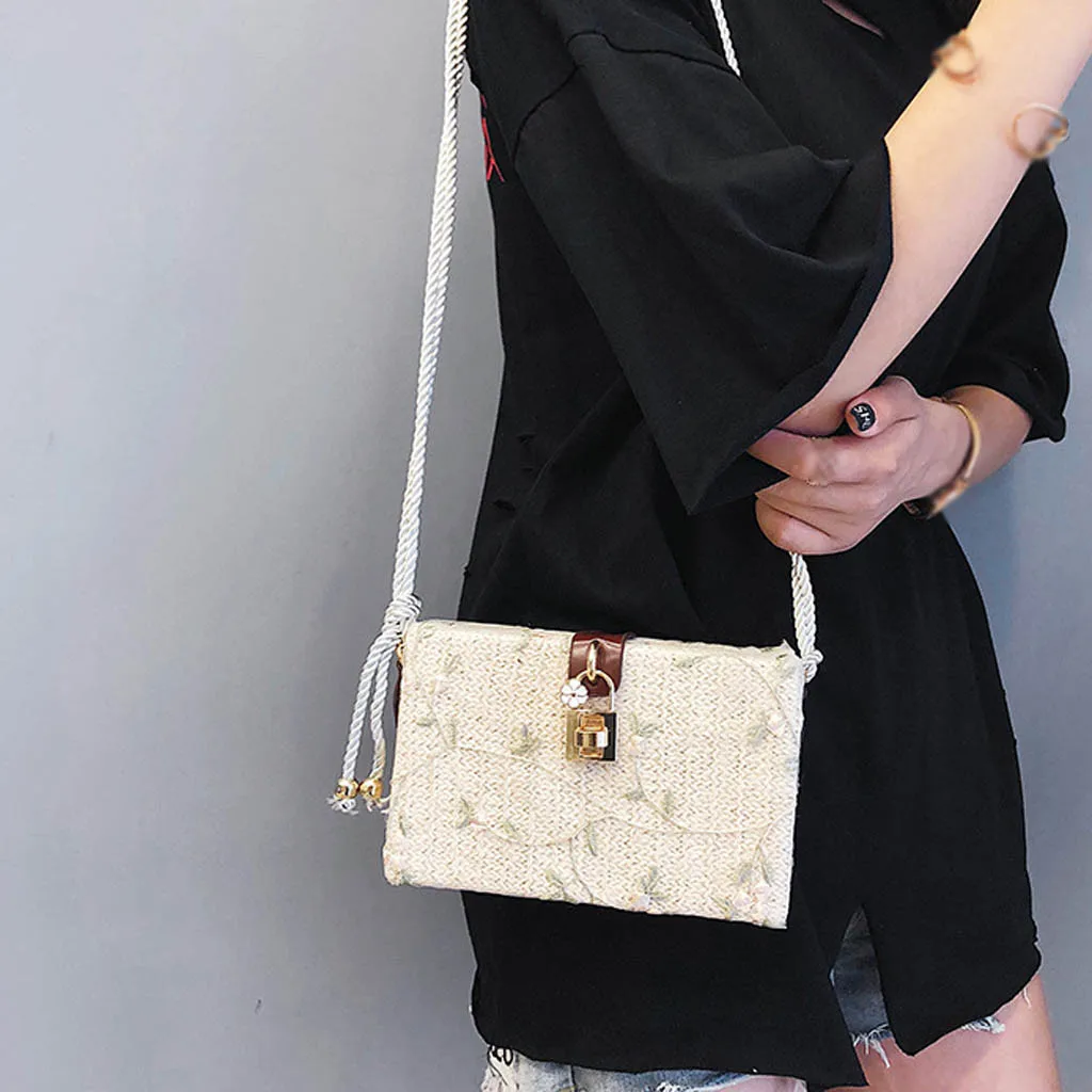 

Xiniu Women's Fashion Straw Small Square Bag Shoulder Bag Retro Diagonal Package Designer Bolsa de ombro das mulheres#30