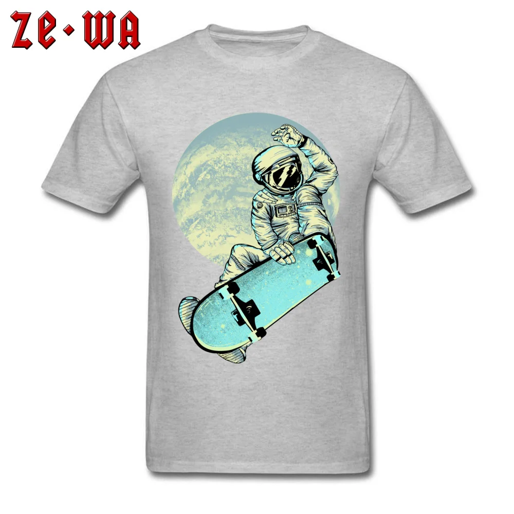 Family SpaceBoarding skateboard Round Neck T-shirts ostern Day T Shirt Short Sleeve for Men Special 100% Cotton Funny T Shirts SpaceBoarding skateboard grey