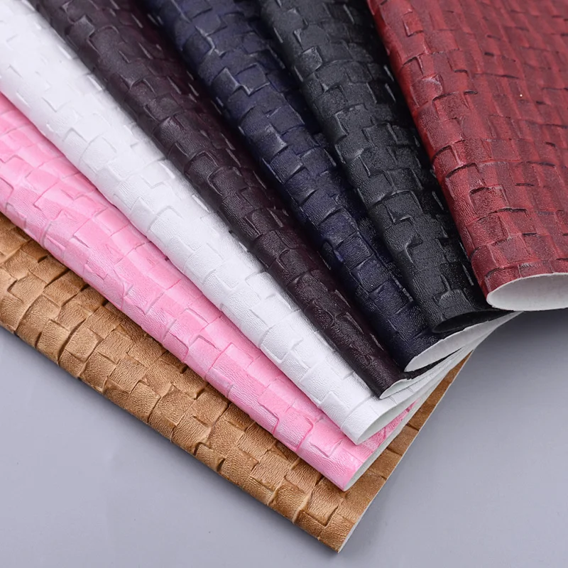 

A4 Embossed Square Synthetic Faux Leather Fabric 21x29cm Weaving Grain Soft Leather For Bows Bags DIY Sewing