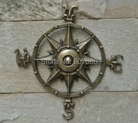 

Vintage Captains Nautical Compass Bronze Wall Decoration Art Pure Copper Home Bar Club Pub Metal Crafts Vintage Marine Ornament