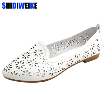 

Women's Flats Shoe PU Leather Fashion Hollow Out Ladies Shoes Casual Loafers Women Shoes Leather Handmade Shoes M827