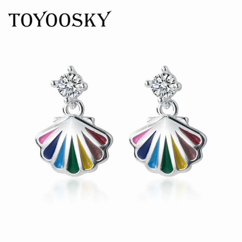 TOYOOSKY ювелирные изделия из стерлингового серебра 925 пробы Модная красочная секторная Форма Серьги для женщин аксессуары