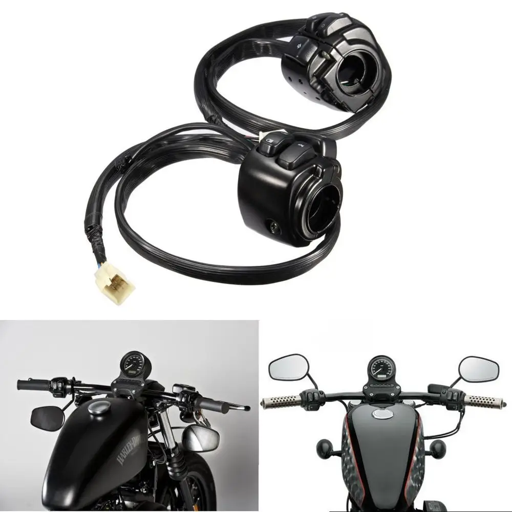 

25 mm Handlebar Headlight Turn Signal Ignition Horn Control Switch With Wiring Harness For Motorcycle HARLEY SOFTAIL 1"