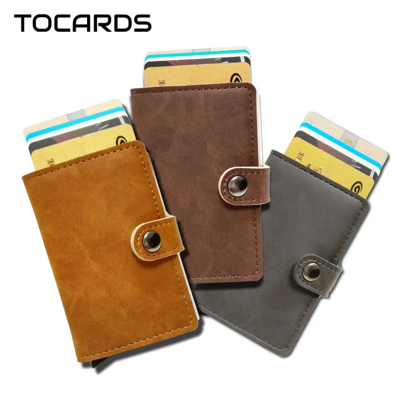 RFID Protected Vintage Automatic Leather Credit font b Card b font font b Holder b font