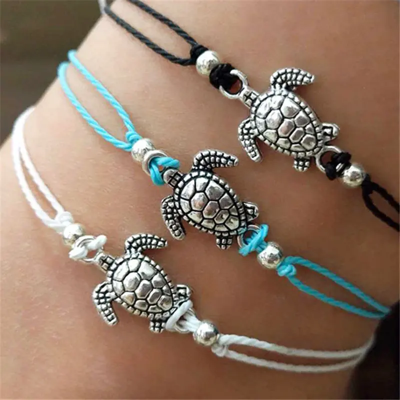 

Summer Hot Beach Turtle Shaped Charm Rope String Anklets For Women Ankle Bracelet Woman Sandals On the Leg Chain Foot Jewelry