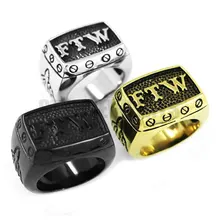 Wholesale FTW Middle Finger Motor Biker Ring Stainless Steel Jewelry Cool Silver Black Gold Mechanical Screw Men Ring SWR0376