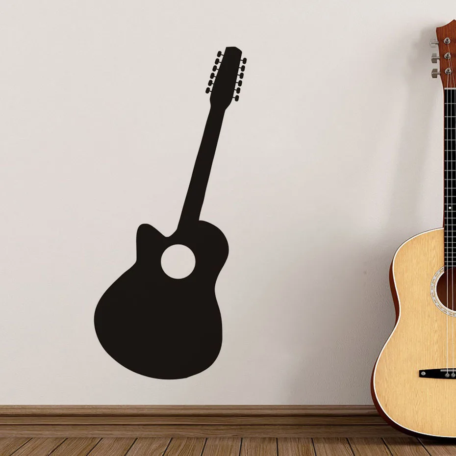 Black Silhouette Self Adhesive Vinyl Decal Removable Guitar Wall
