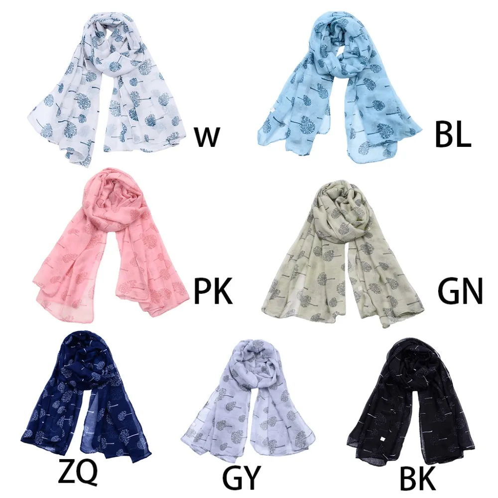 

180x90cm Women Summer Voile Large Scarf Tree Printed Sweet Candy 7 Color Head Wraps Blanket Light Soft Hijab Shawls