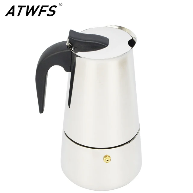 ATWFS High Quality 2/6 Cups Stainless Steel Coffee Maker Moka Pot Espresso Cups Latte Percolator Stove Top Espresso Pot 1