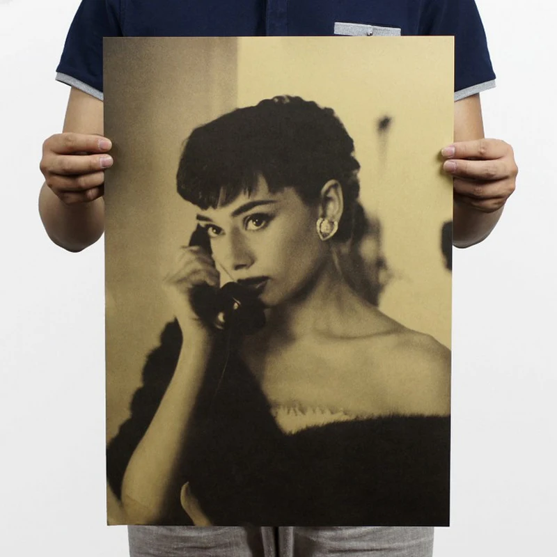 

Free shipping,Audrey Hepburn E Style/Nostalgic photo/kraft paper/bar poster/Retro Poster/decorative painting 51x35.5cm
