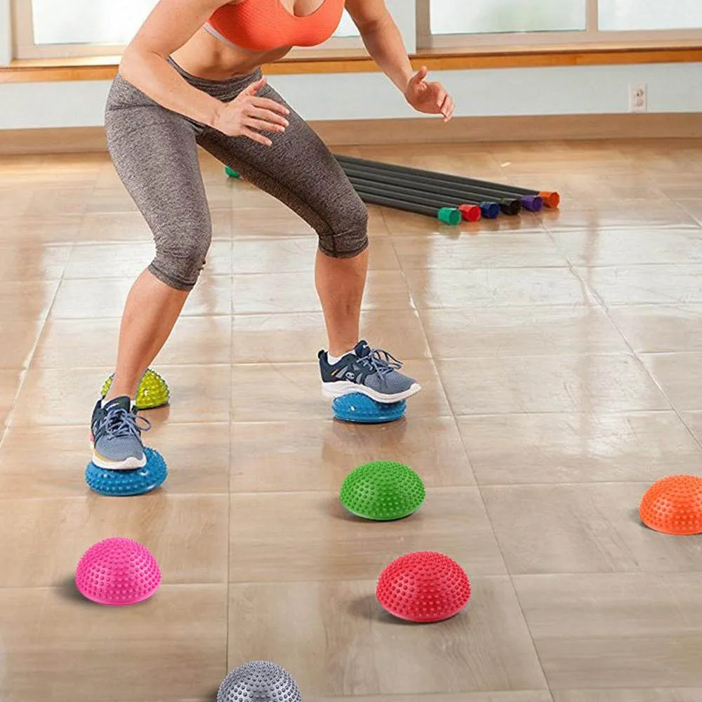 Колючие мячи для йоги, полумячи, массажные мячи для ног, 16 см, ПВХ, ежик, полусфера, физический Пилатес, Фитнес-тренировка, балансировка, тренировка