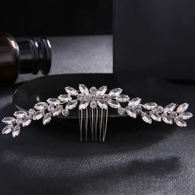 Slbridal Art Deco Vintage Silver Clear Rhinestone Crystal Flower