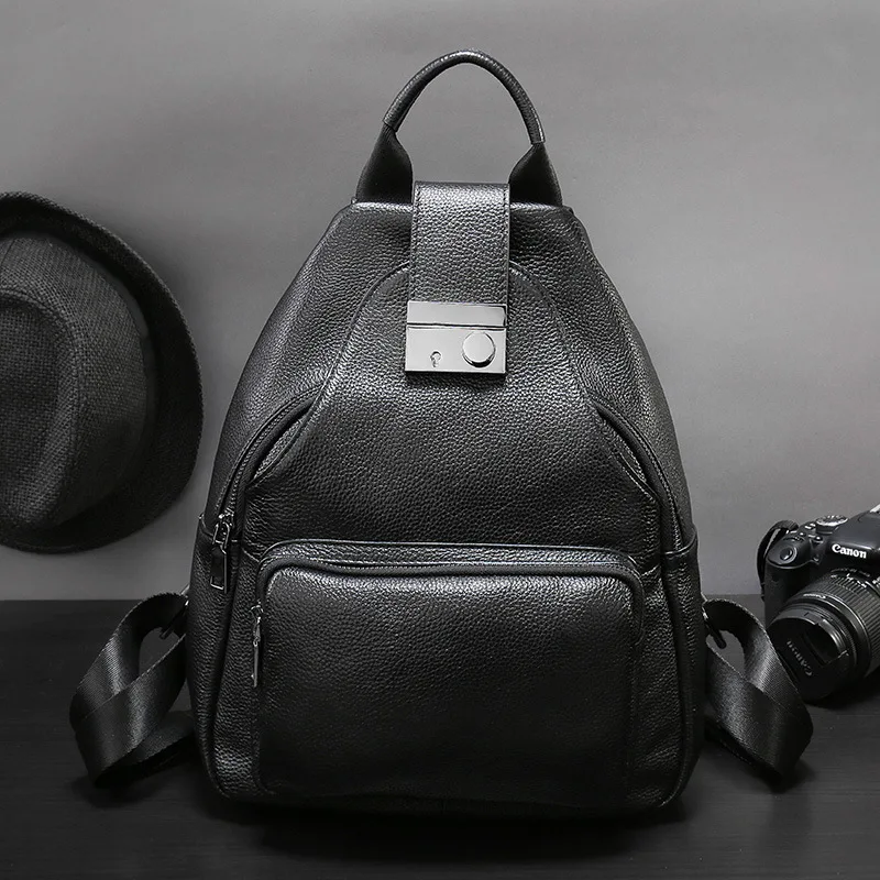 

Women's new fashion leather vertical square shoulder bag Korean version of the multi-functional leather student couple backpack