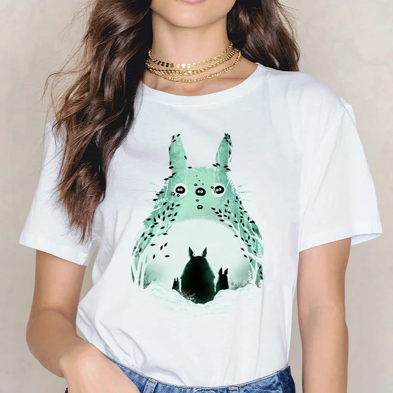 Футболка Totoro Spirit Out Хаяо Миядзаки из мультфильма Studio Ghibli femme женская футболка с японским аниме, женская одежда с аниме