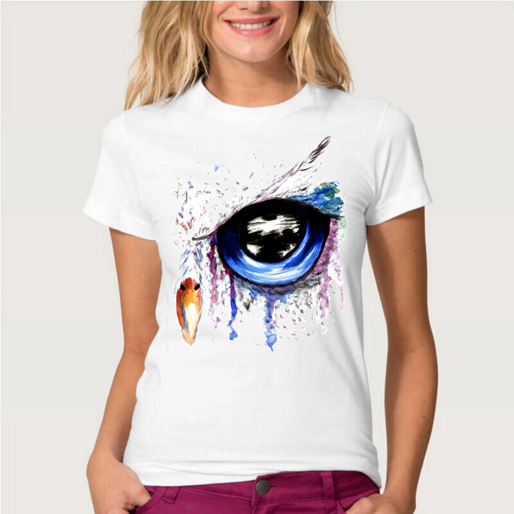 New-fashion-Blue-eyes-with-long-lashes-design-women-s-short-sleeve-printing-T-shirt (1)