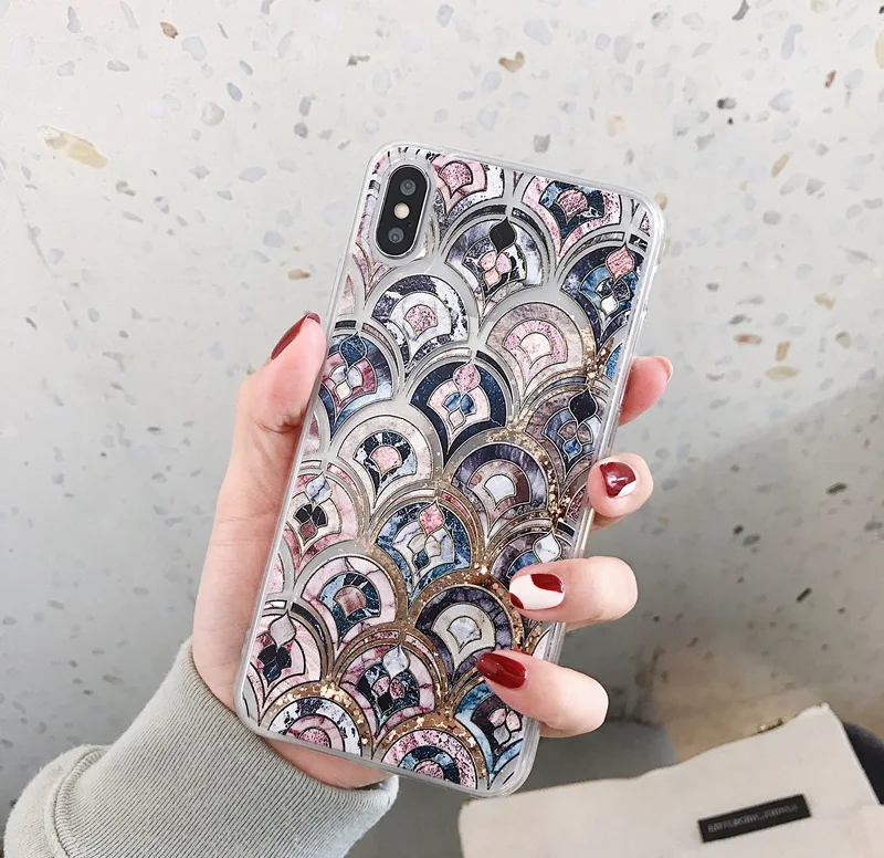 

For Luxury Marble Quicksand 8plus Apple X Mobile Shell XS Max/XR/iPhone7/6s Mobile Liquid Female