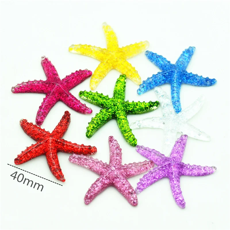 

40mm 20PCS Resin Shiny Starfish Cabochon|flatback Starfish miniatures|HOME DIY Miniatures|Resin Flatback Scrapbooking Cabochons
