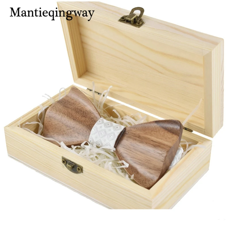 Mantieqingway Mode Holz Bowtie Mens Polyester Taschentuch Krawatte Sets Handmade Holz Fliege Gravata Schlank Einstecktuch Set