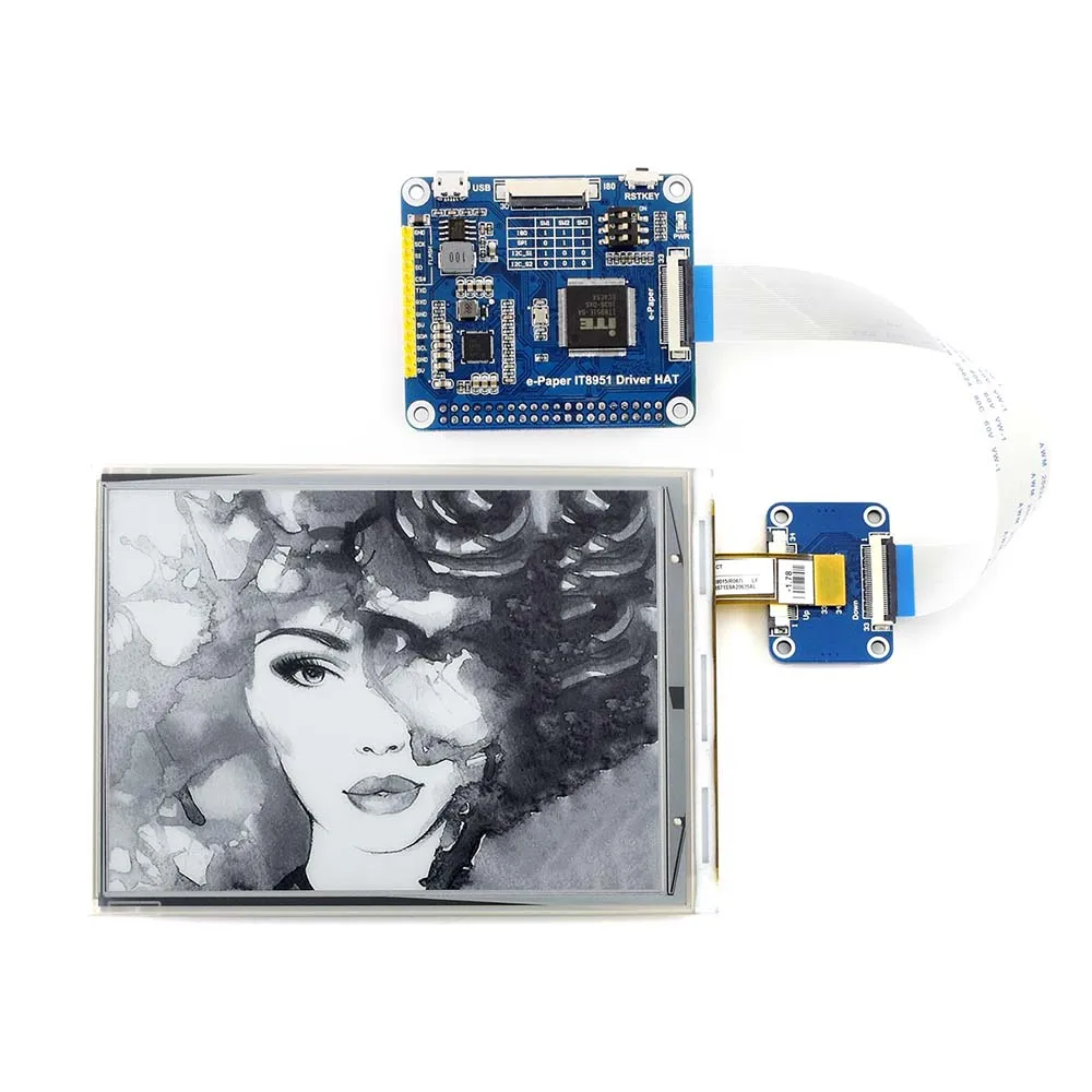 Günstig Waveshare 6 zoll E Ink display HUT für Raspberry Pi 800*600 Auflösung e Papier IT8951 controller USB SPI I80 I2C interface