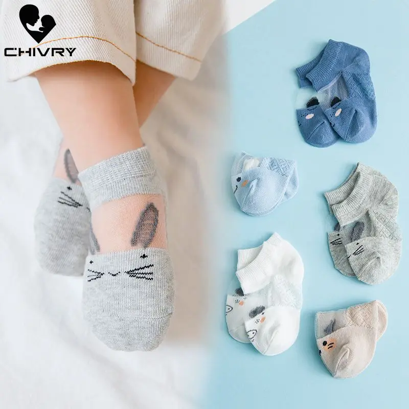 Носки для малышей, 5 пар/лот тонкие летние сетчатые носки для новорожденных девочек, хлопковые Повседневные носки для маленьких мальчиков и девочек с героями мультфильмов