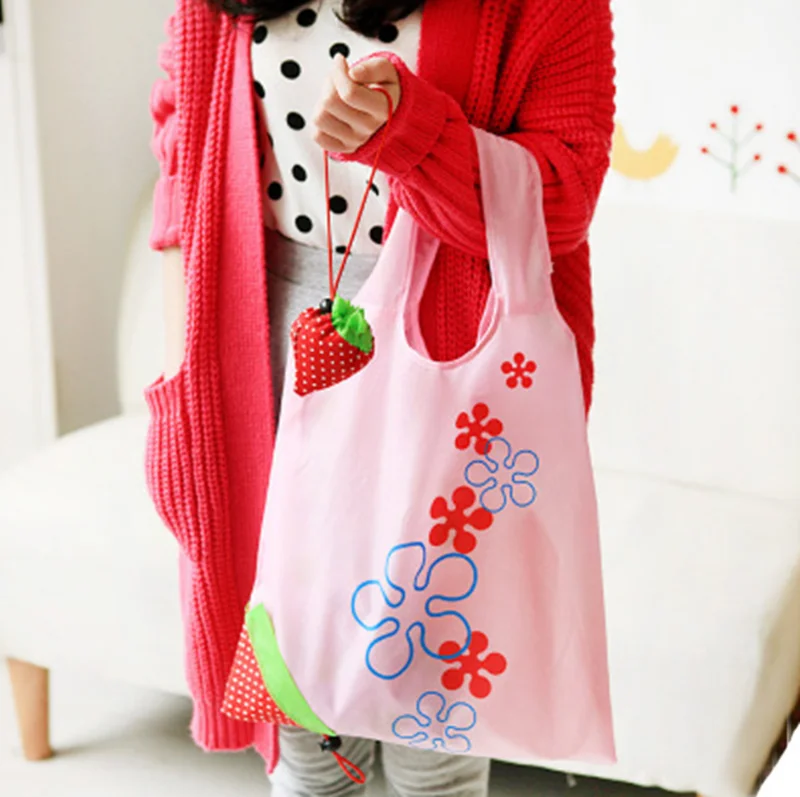 Hot Creative environmental storage bag Handbag Strawberry Foldable Shopping Bags Reusable Folding Grocery Nylon eco tote Bag Hot Creative environmental storage bag Handbag Strawberry Foldable Shopping Bags Reusable Folding Grocery Nylon eco tote Bag