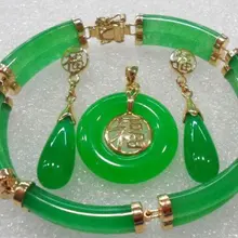 2 ряда браслет с Зелеными камнями серьги, ожерелья Набор прекрасный благородство хорошие Свадебные украшения счастливые женские 925 серебро