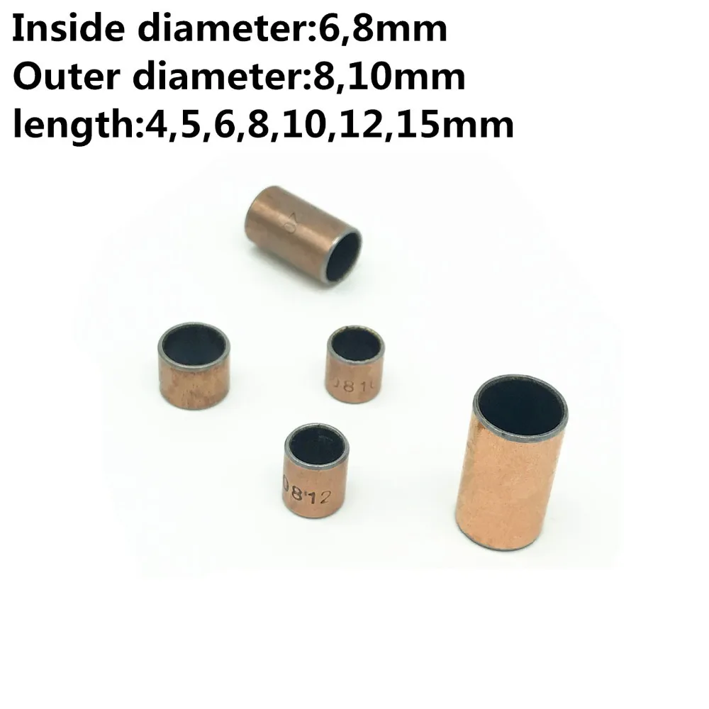 Sleeve Bearing 8 mm Diameter x 10 mm Outside Diameter x 10 mm Length Plain Bearings Oil-Free bushings Pack of 6
