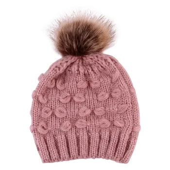 

children Unisex Knit Beanie Cap Ultra soft Beige/Grey/Black/Pink Knitted Crochet Winter Warm Hat beaauty Styling Tool for casual