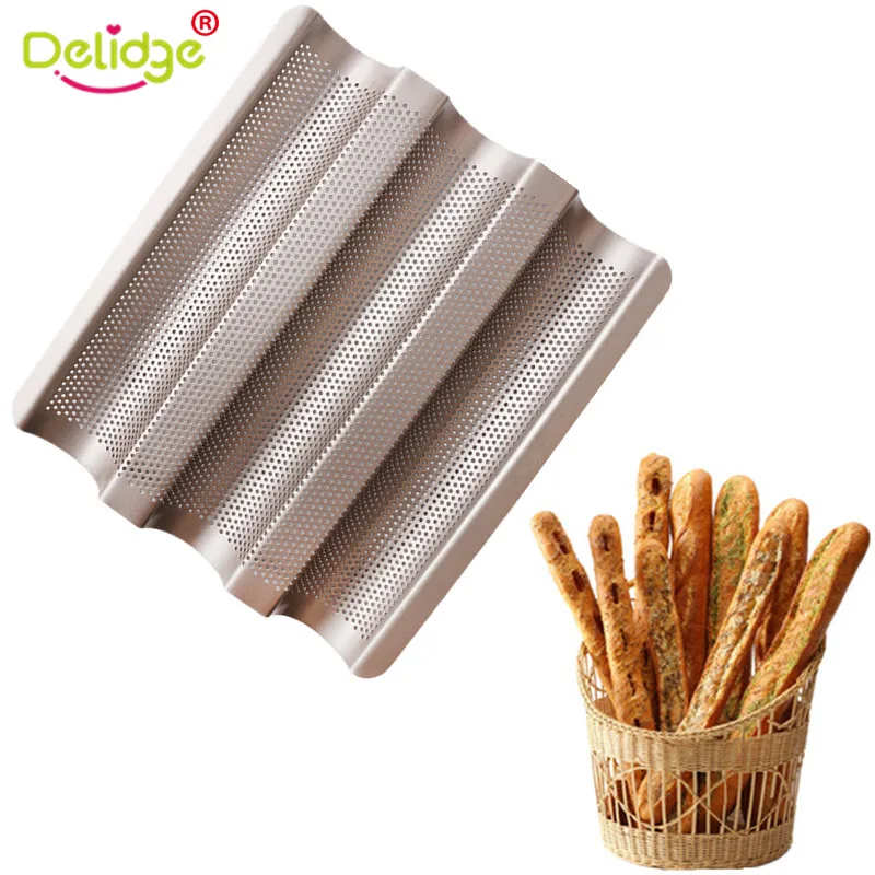 

Delidge 1pc Baguette French Bread Baking Tray Baguette Frame Rack Nonstick Carbon Steel Bread Baking Pans Kitchen Accessories