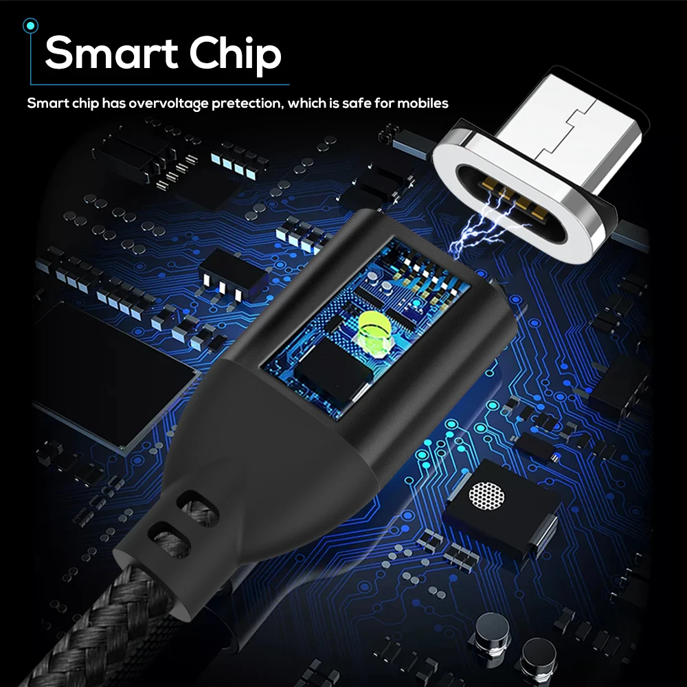 Кабель Micro USB TOPK магнитный для быстрой зарядки 1 м 3 а Samsung s6 s4 Note 6 5 Xiaomi 4X 4 Huawei P8