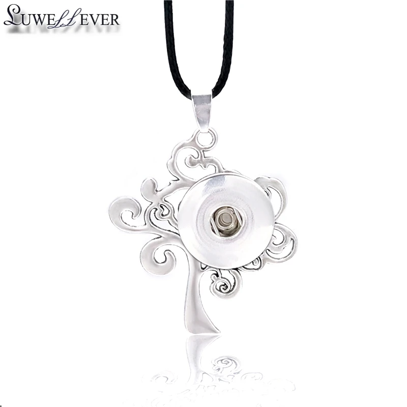 

Hot Interchangeable Flower Tree Ginger Necklace 143 Fit 12mm 18mm Snap Button Pendant Necklace Charm Jewelry For Women Gift