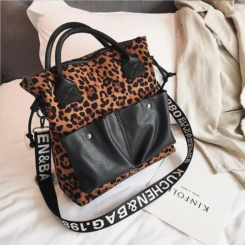 Сексуальная леопардовая женская кожаная сумка большая сумка женская большая сумка через плечо женские кошельки и сумки - Цвет: brown