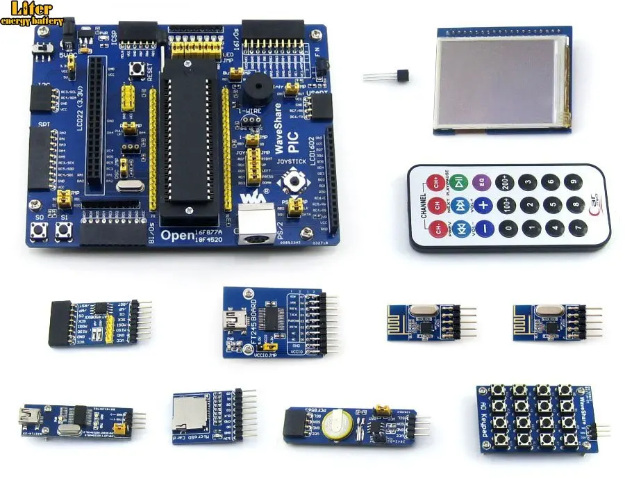 PIC Board PIC18F4520-I/P PIC18F4520 8-битная RISC Development + 11 комплектов аксессуаров = Waveshare Open18F4520 Package