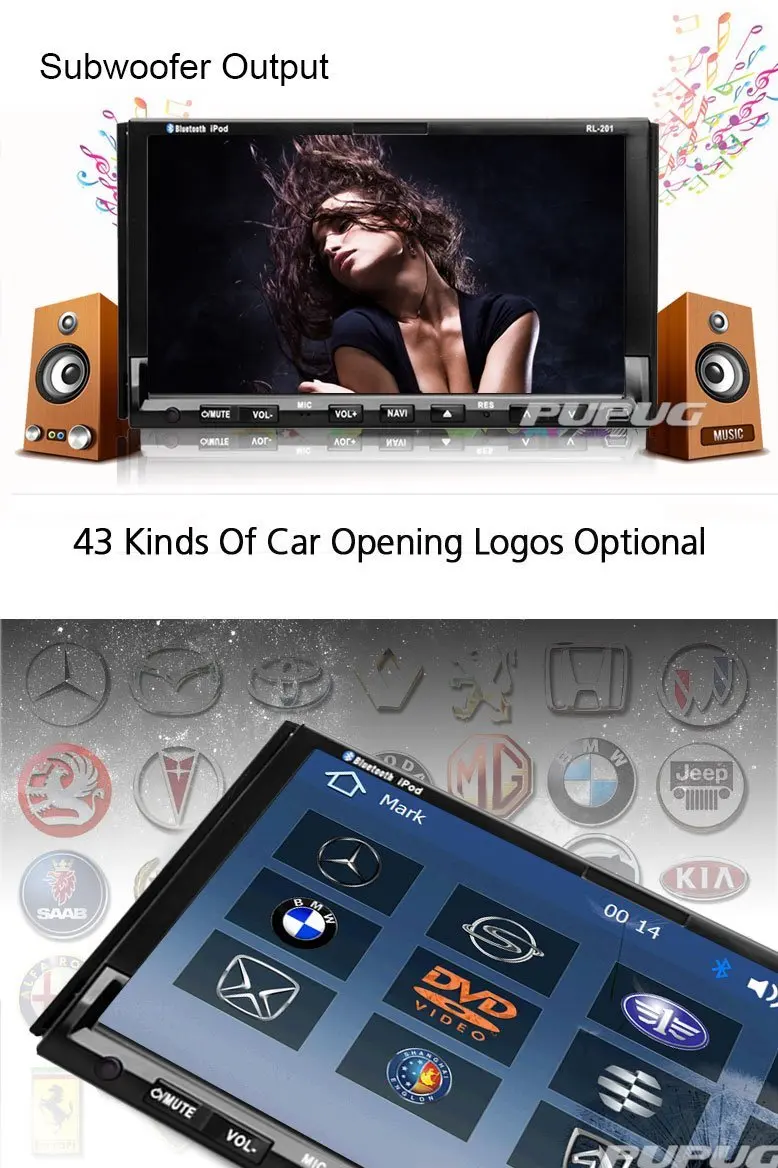 Perfect Pupug 7-Inch Touch Screen Built-in Bluetooth Mic Car Stereo DVD Player with GPS IPOD, Remote Control and Accessories 4