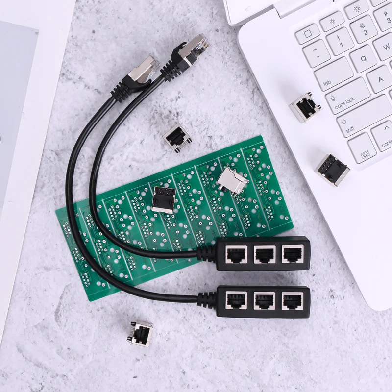 

Newest LAN Ethernet RJ45 1 Male To 3 Female Connector Cable Adapter Splitter for computer network cable flat patch