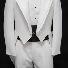 Последняя Стиль Мужская белого цвета для мальчиков смокинг, фрак танцевальный костюм смокинг пальто с хвостом свадебные костюмы жениха/по индивидуальному заказу suitwedding мужская одежда