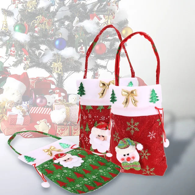 Christmas Candy Gift Bags Children Kids Pouch Santa Claus Bags