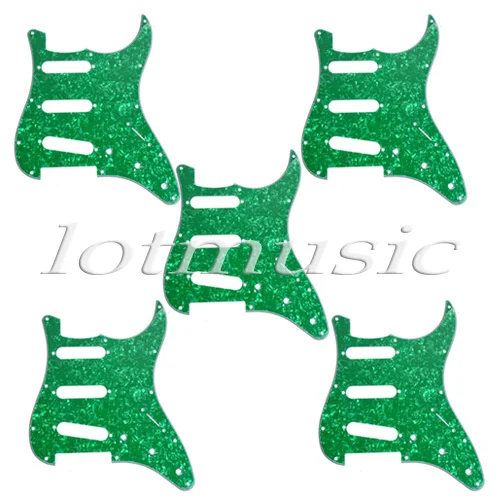 

5Pcs Green Pearl Guitar Pickguard SSS 3Ply 11 Hole For Electric Strat Replacement