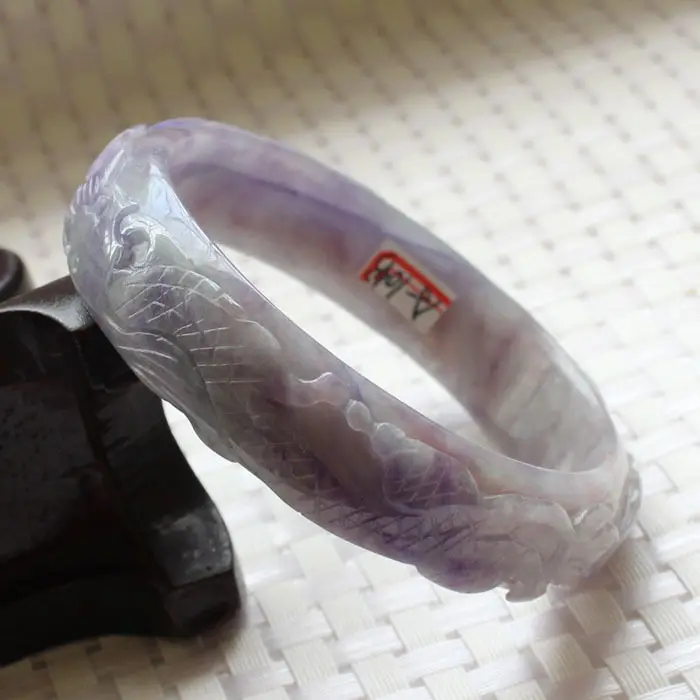 

1043 Vintage China Hand-carved Lavender Purple stoneite stone Bracelet Bangle 64mm